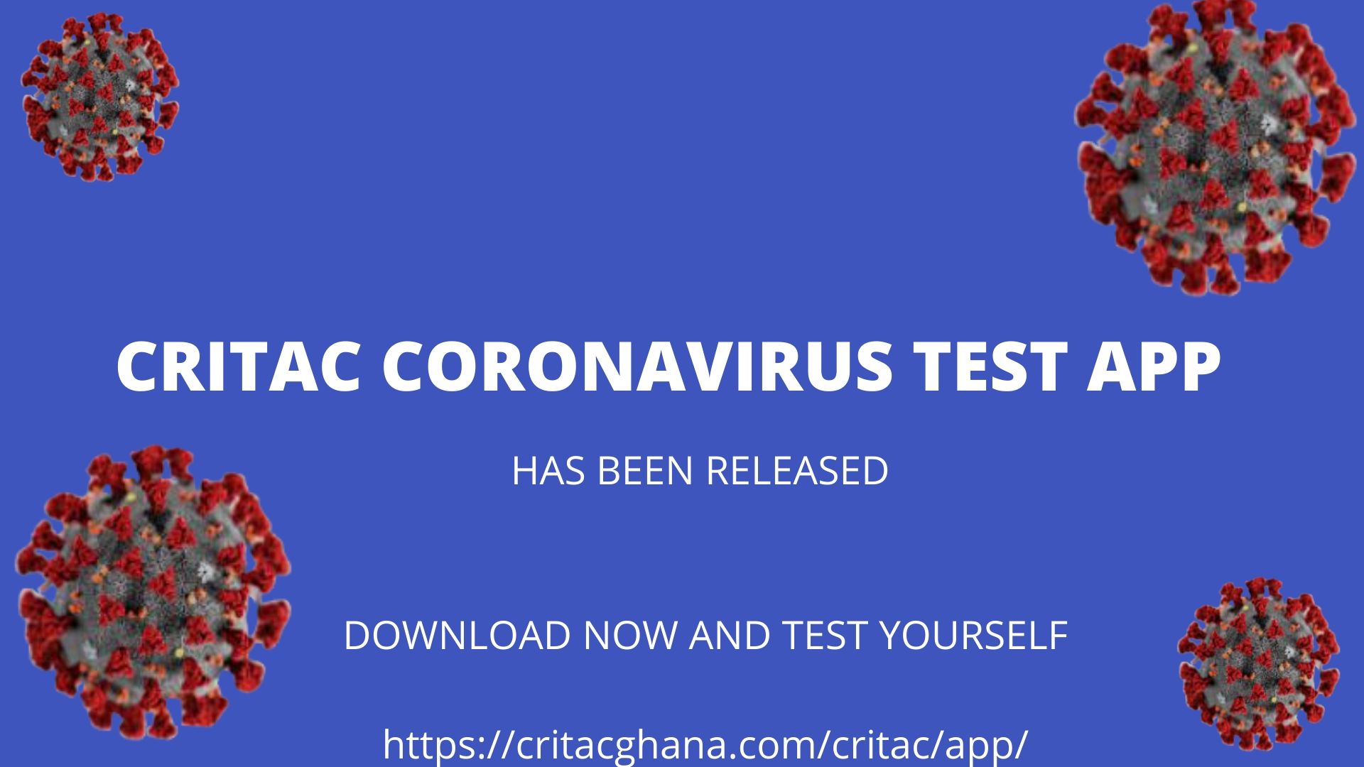 THE RELEASE OF CRITAC CORONAVIRUS TEST APP